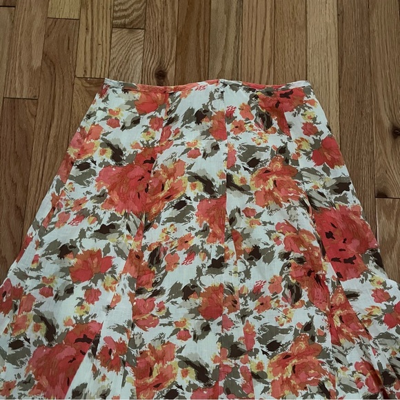 Womens Sarah Arizona Side Zip Linen Flared A-Line Skirt Size M Built in Slip - Picture 2 of 9